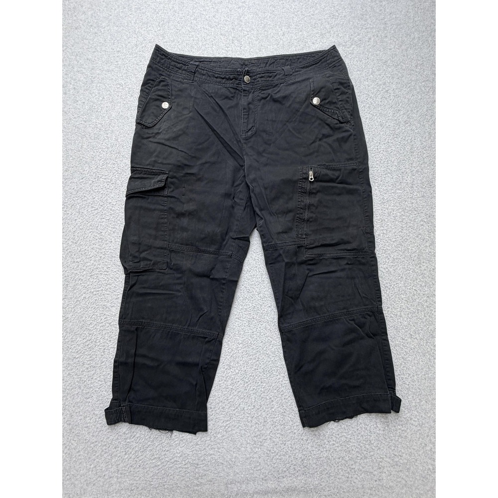 Lauren Ralph Lauren Cargo Pants Womens 16W Black Cropped Capri Elastic Waist